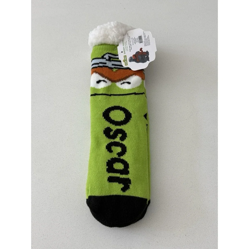 Sesame Street Oscar The Grouch Sherpa Slipper Socks New With Tag Adult One Size